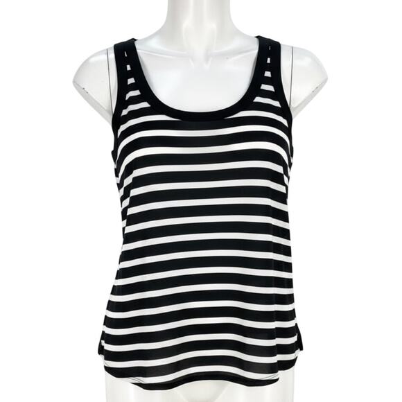 Express Tank Top Womens Size S Black White Striped Minimalist Capsule Wardrobe - Picture 1 of 7